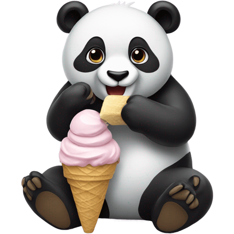 Panda eating ice cream emoji