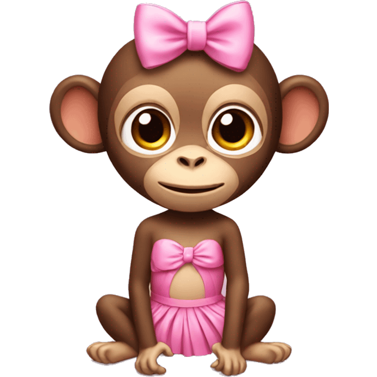 monkey in pink tutu and pink bow on head emoji