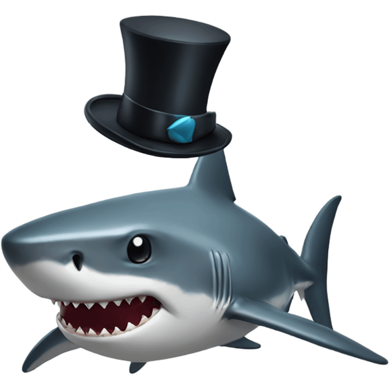 Shark with a top hat emoji