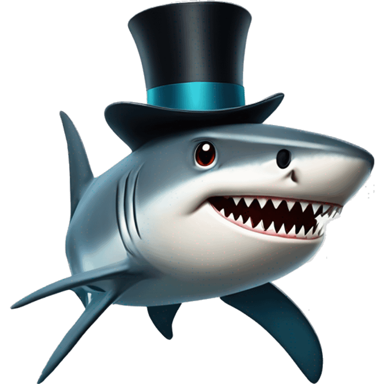 Shark with a top hat emoji