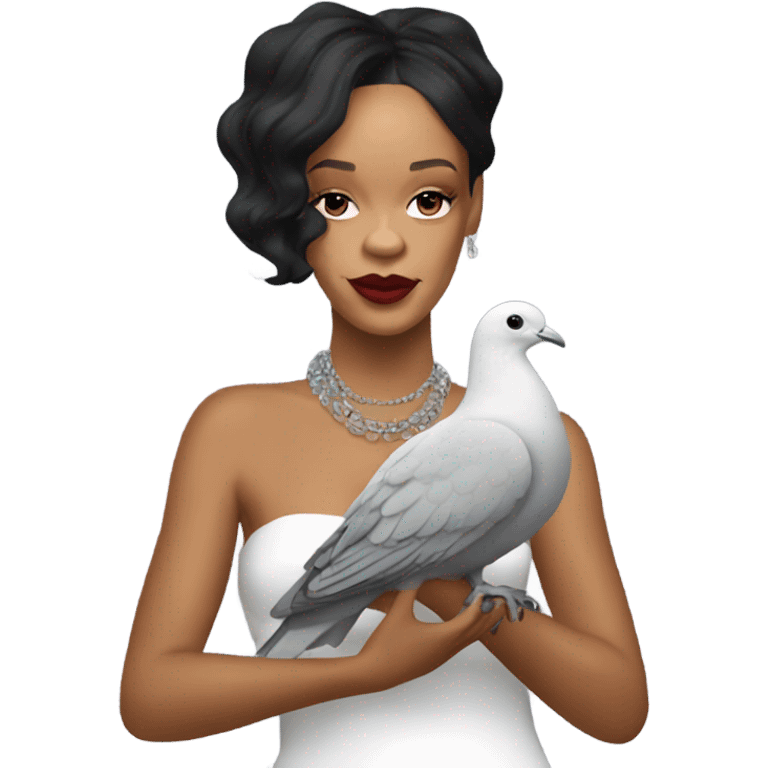 Rihanna holding a pigeon  emoji