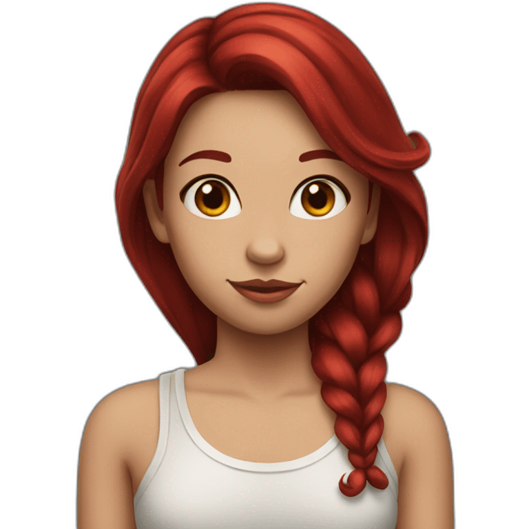 girl with dark red hair and shoulder tattoo emoji