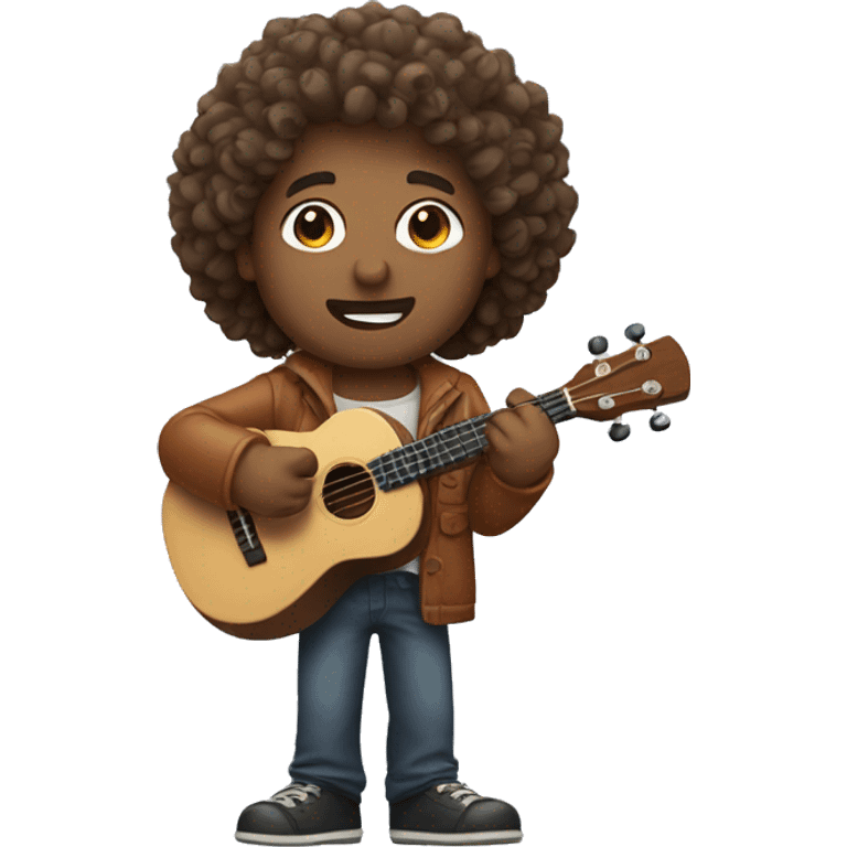 man with curly hair and ukulele emoji