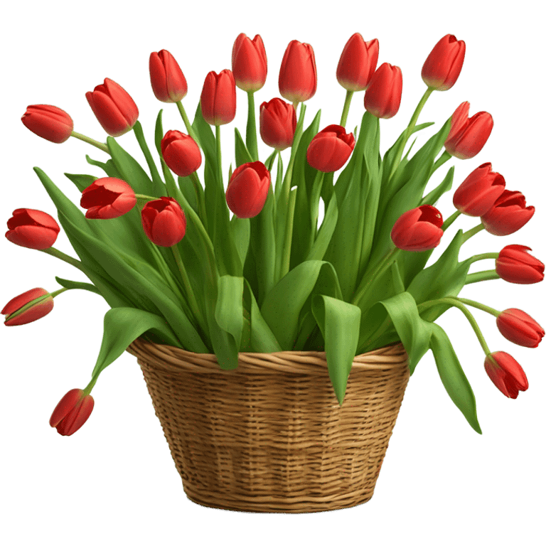 red tulips in basket without handle emoji