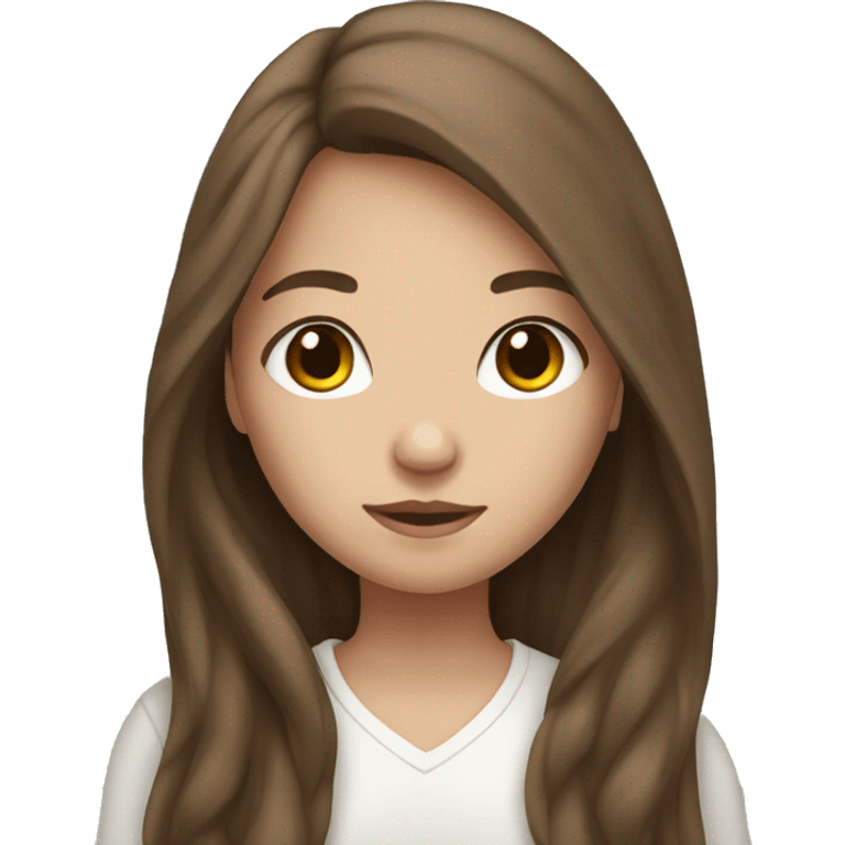 brown long hair, brown eyes, white skin girl emoji