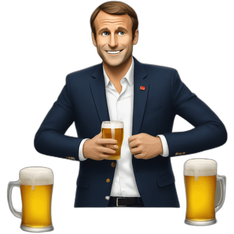 Macron avec une bière emoji