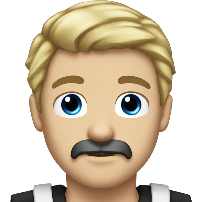 Male pirate black sash black moustache black sash short blond hair blue eyes emoji