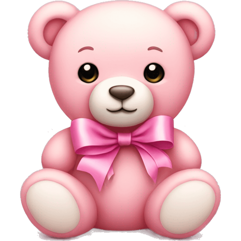 Soft pink teddy bear with pink ribbon emoji