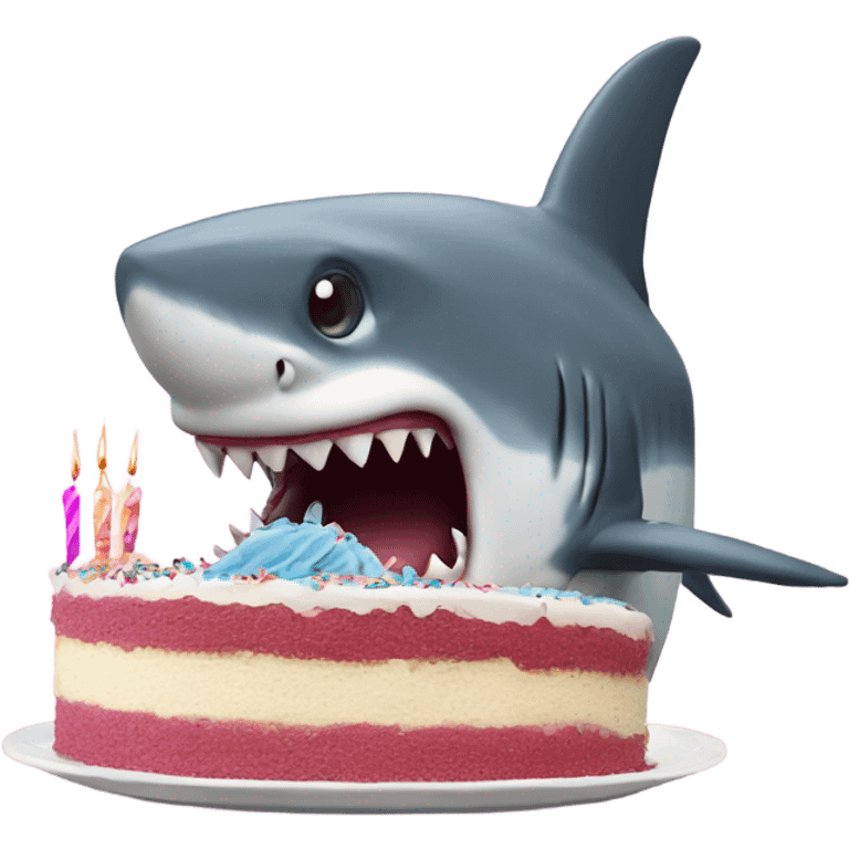 Shark eating a birthday cake emoji