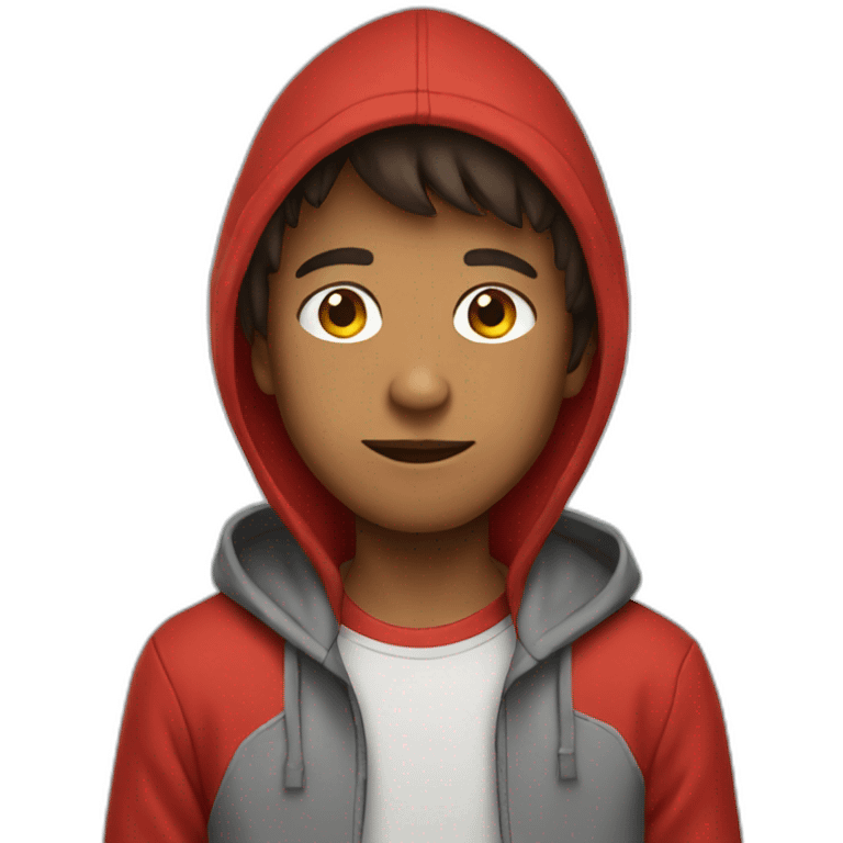 boy wearing red hoodie  emoji