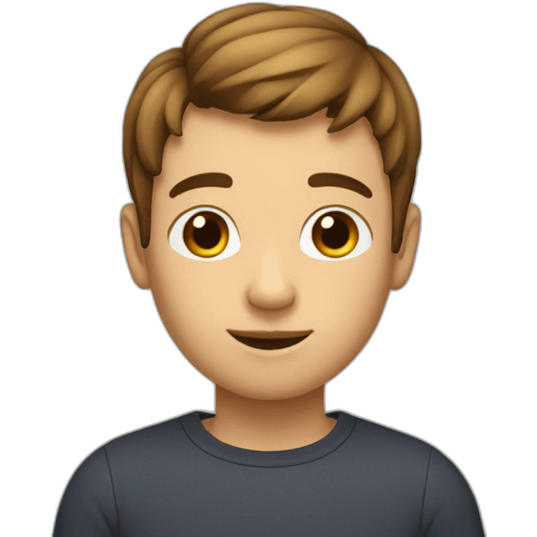 boy with short brown curtain hair cut and a square head emoji