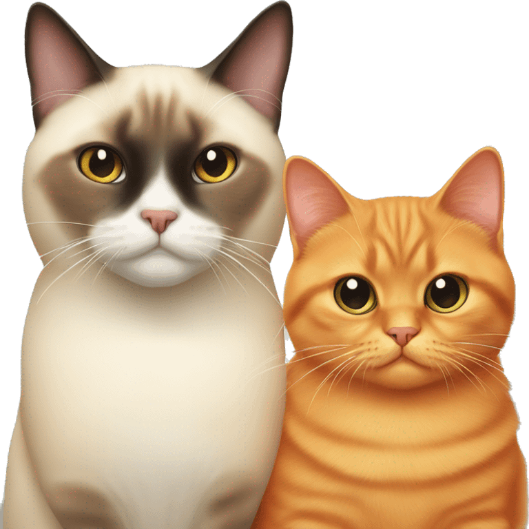 Fat Siamese cat and fluffy orange cat emoji