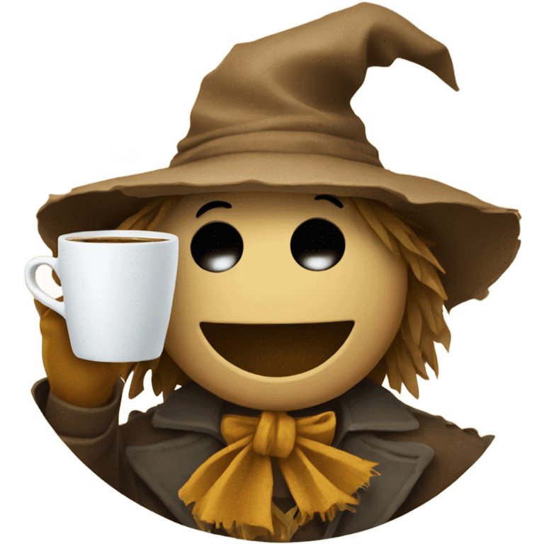 Scarecrow drinking a cup of coffee  emoji