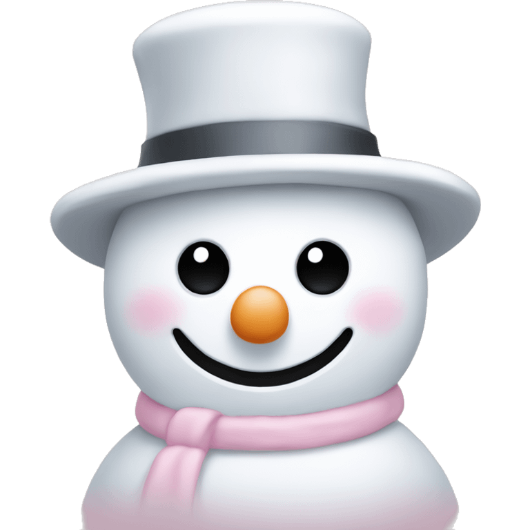 Cute white and light pink snowman emoji