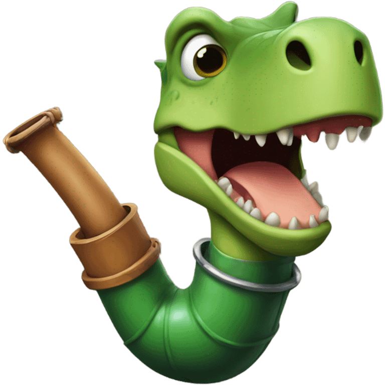 Dinosaur in a pipe emoji