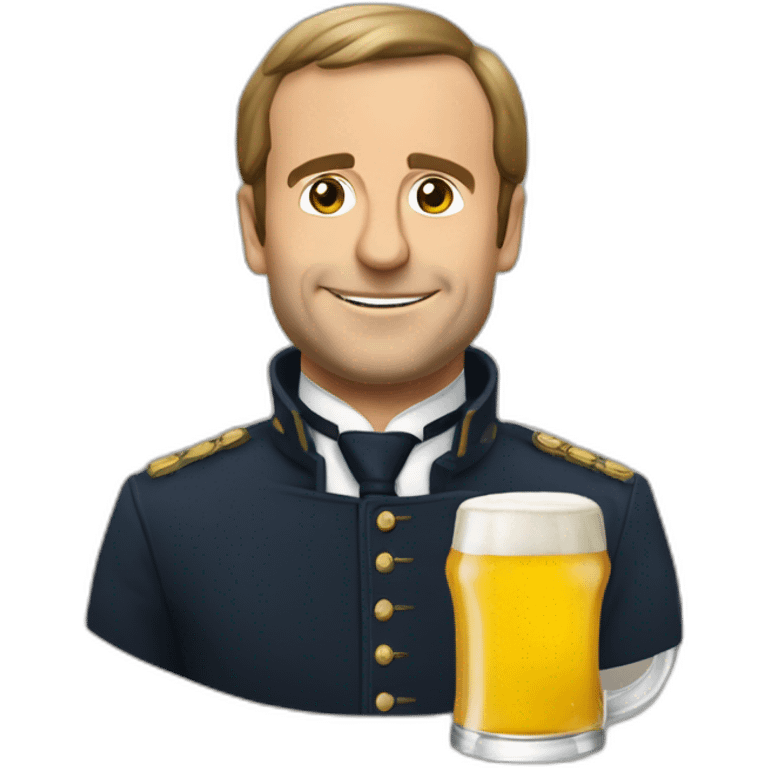 Macron buvant une bière emoji