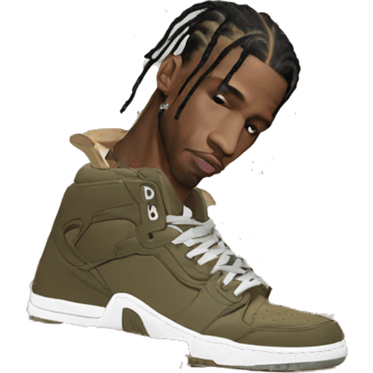 travis scott con unos sneakers con su caja en la mano emoji