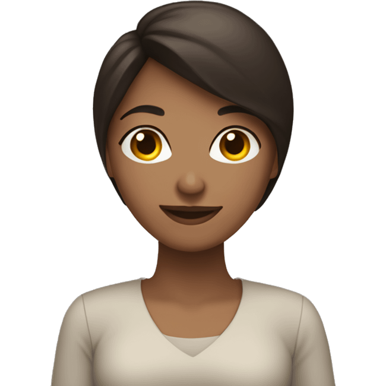 Brunette woman leaning forward arms stretched out emoji