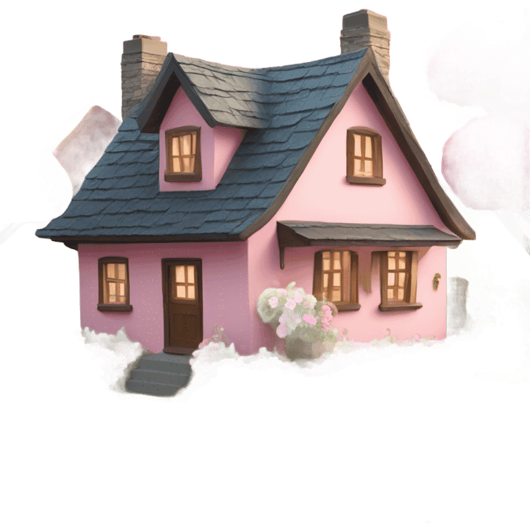 cottage with pink flowers emoji