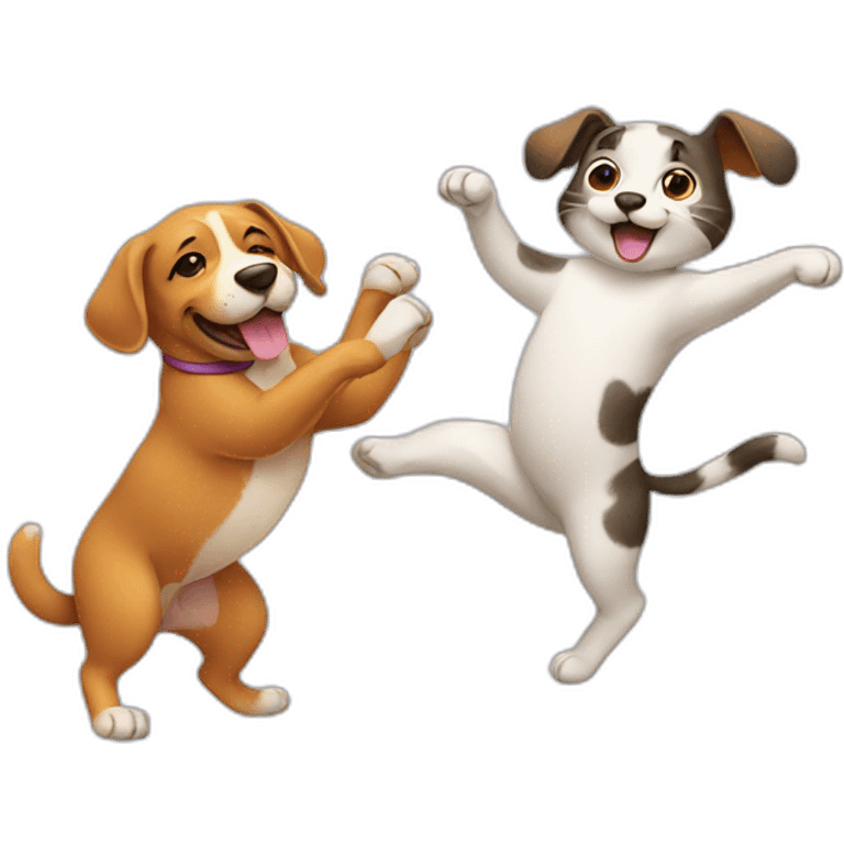 Dog and cat dancing  emoji