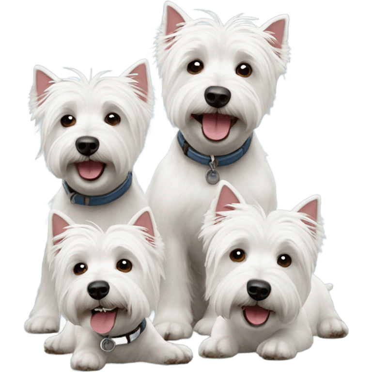 3 happy westie dogs emoji