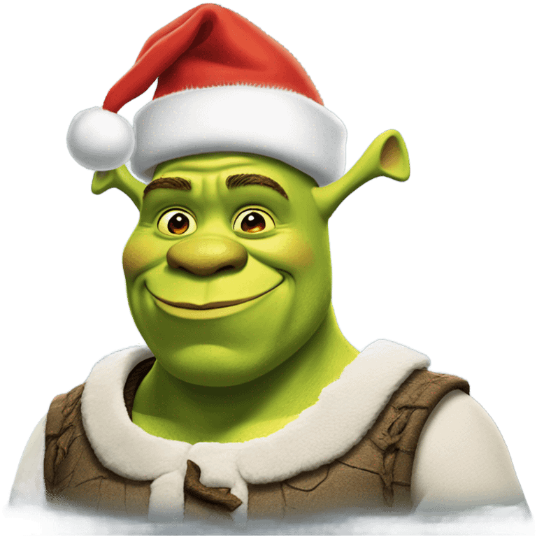 Shrek with a Santa hat emoji