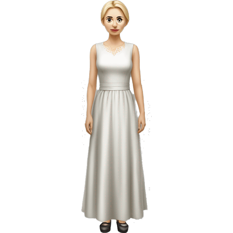 Russian woman full length in dress photorealistic serious emoji