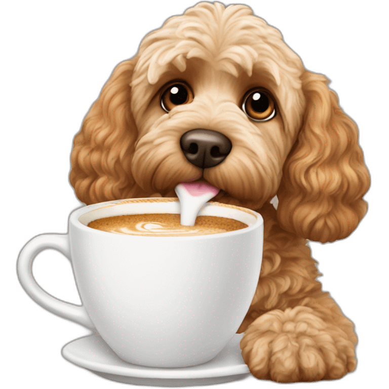 Cockapoo drinking cappuccino emoji