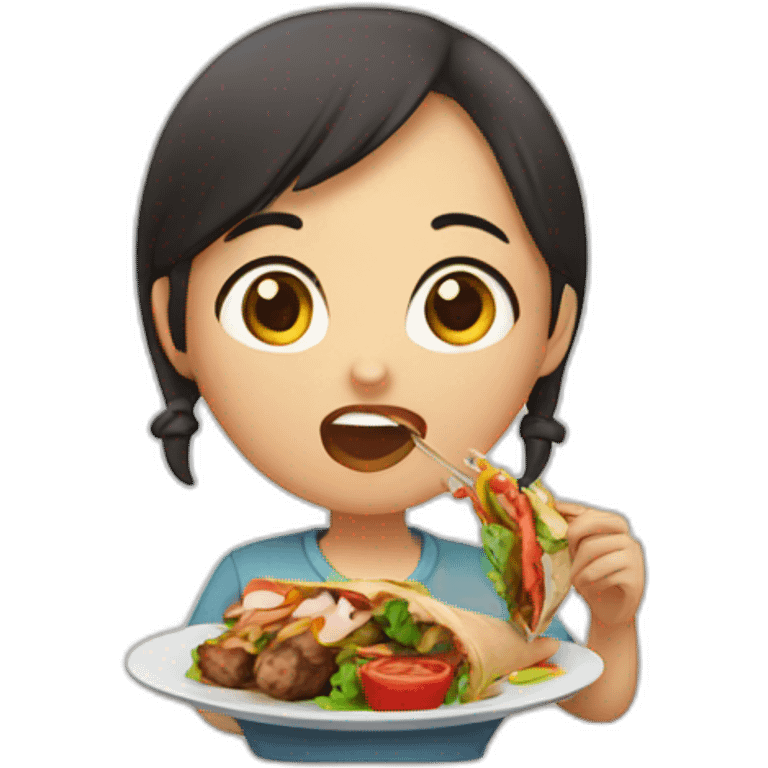 asian girl eating kebab emoji