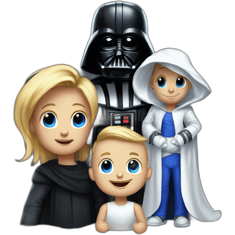 happy family of donald trump darth vader and baby sonic emoji