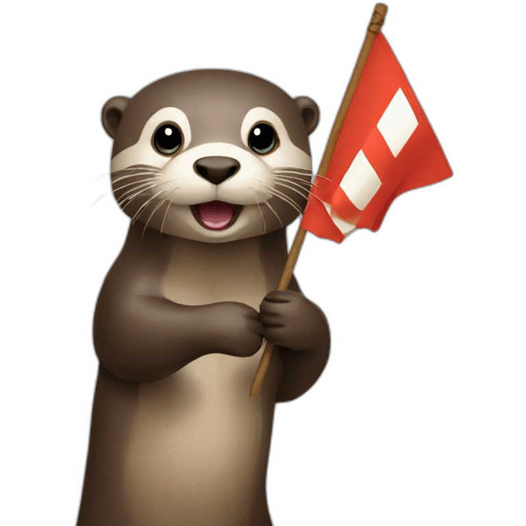 otter with warning flag emoji