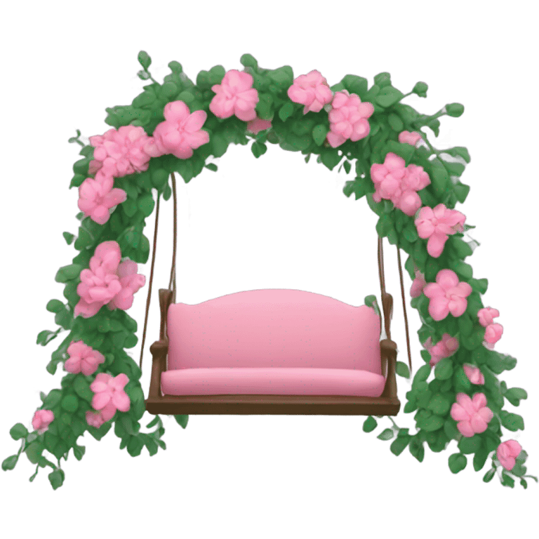 A swing made from pink flower and vines emoji