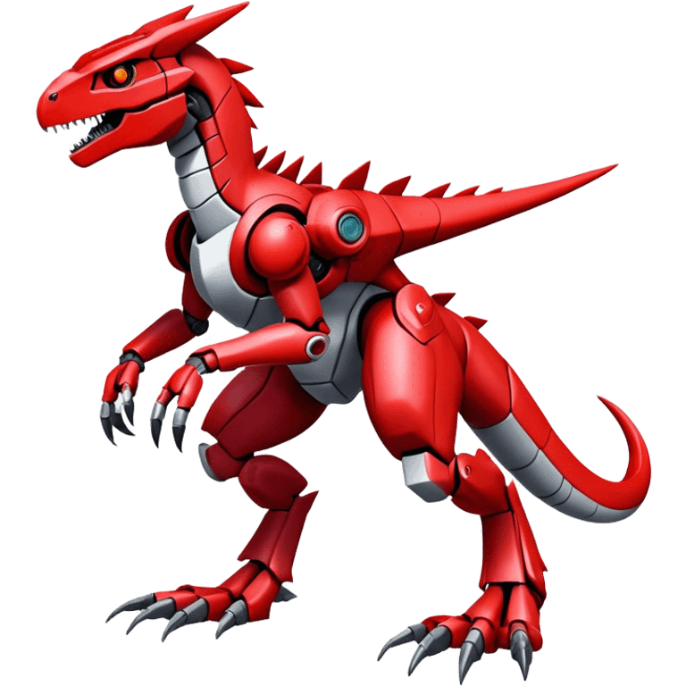  Cool Edgy Futuristic Red Digimon-Fakemon-Guilmon-Velociraptor-Mecha full body emoji