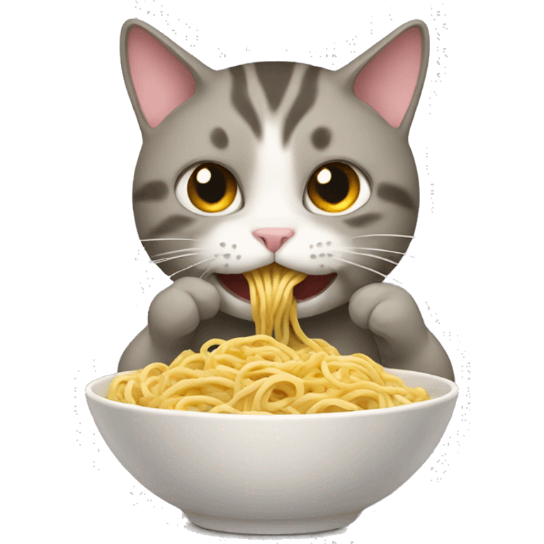 Cat eating noodle emoji