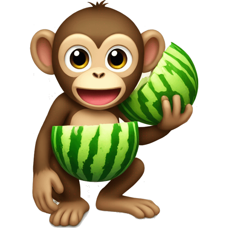 Monkey with watermelon emoji