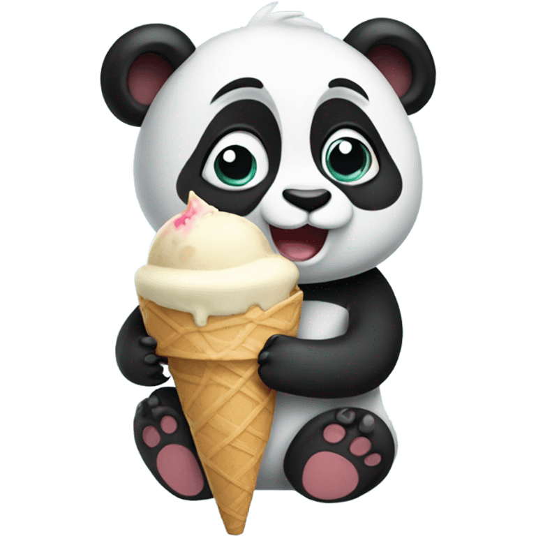 Panda eating ice cream emoji