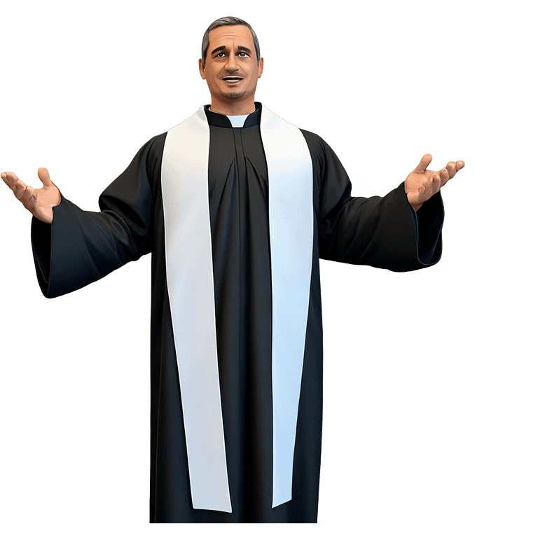 male priest in robe indoors emoji