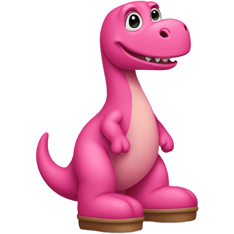 A pink dinosaur wearing Uggs emoji