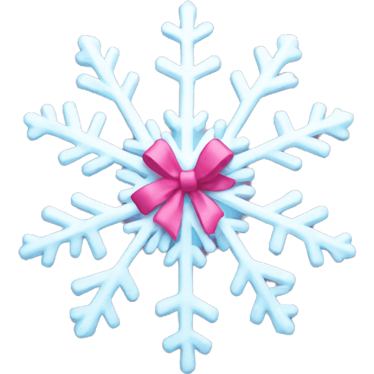 snowflake with tiny pink bow emoji