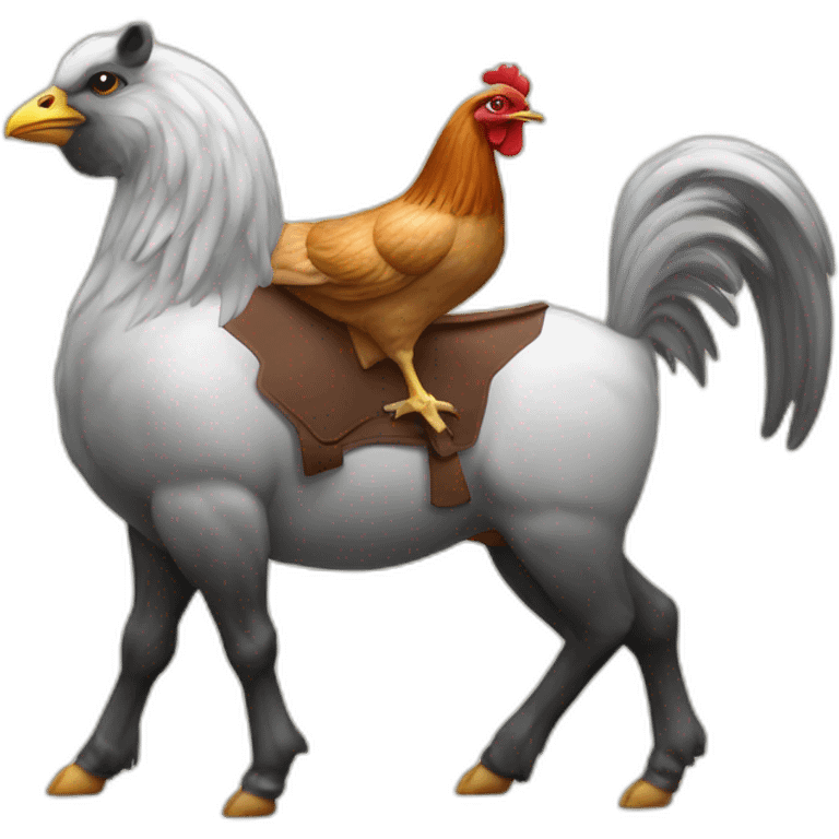 Poule sur mouton sur cheval sur ours emoji