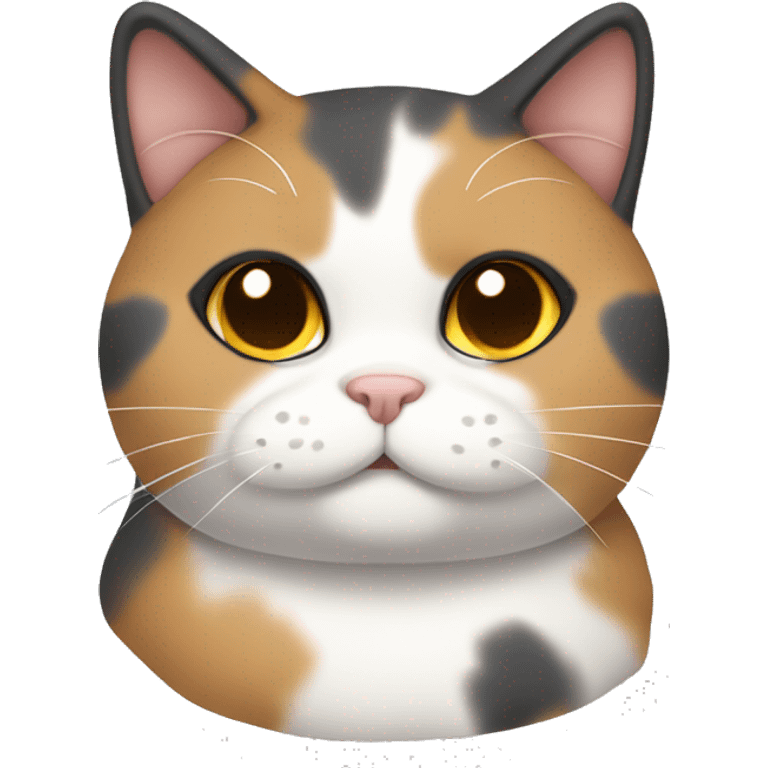 a chubby calico cat with tan, grey, and white markings emoji