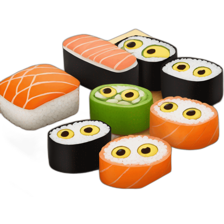 cute sushi bento wooden box emoji