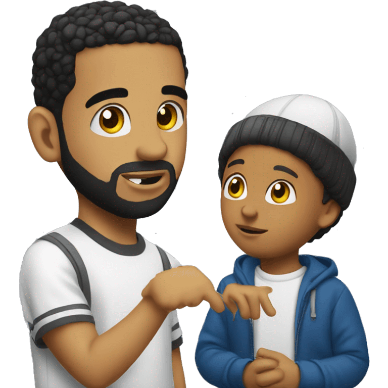 Drake talking to a kid emoji