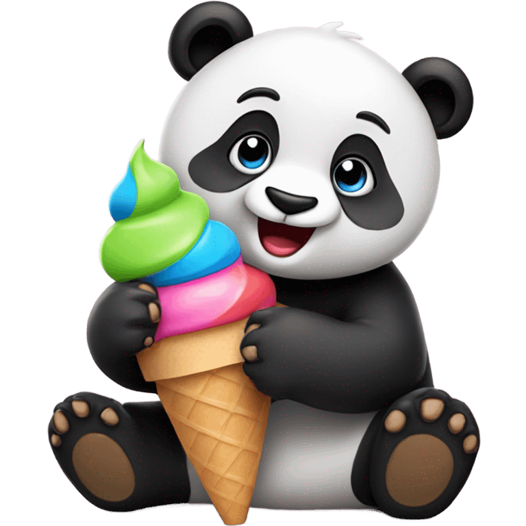 Panda eating ice cream emoji