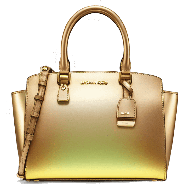 Realistic iridescent  gold ombre metallic michael kors satchel purse. emoji