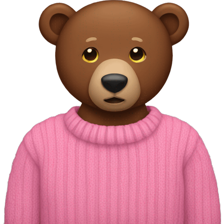 Pink sweater with brown bear emoji