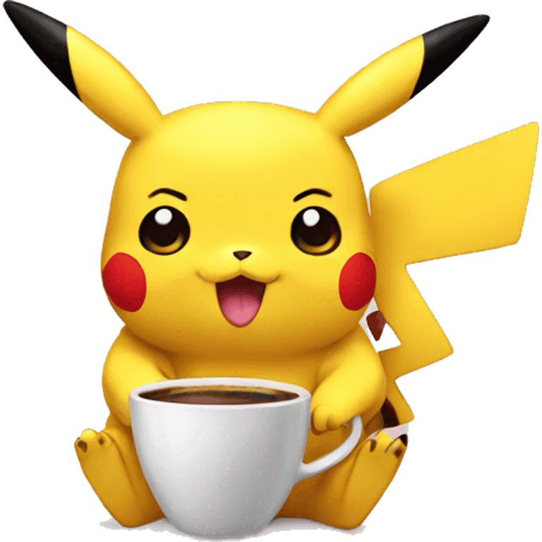 Pikachu drinking coffee emoji