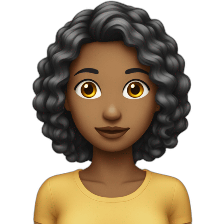 femme cheveux noirs long jeune emoji