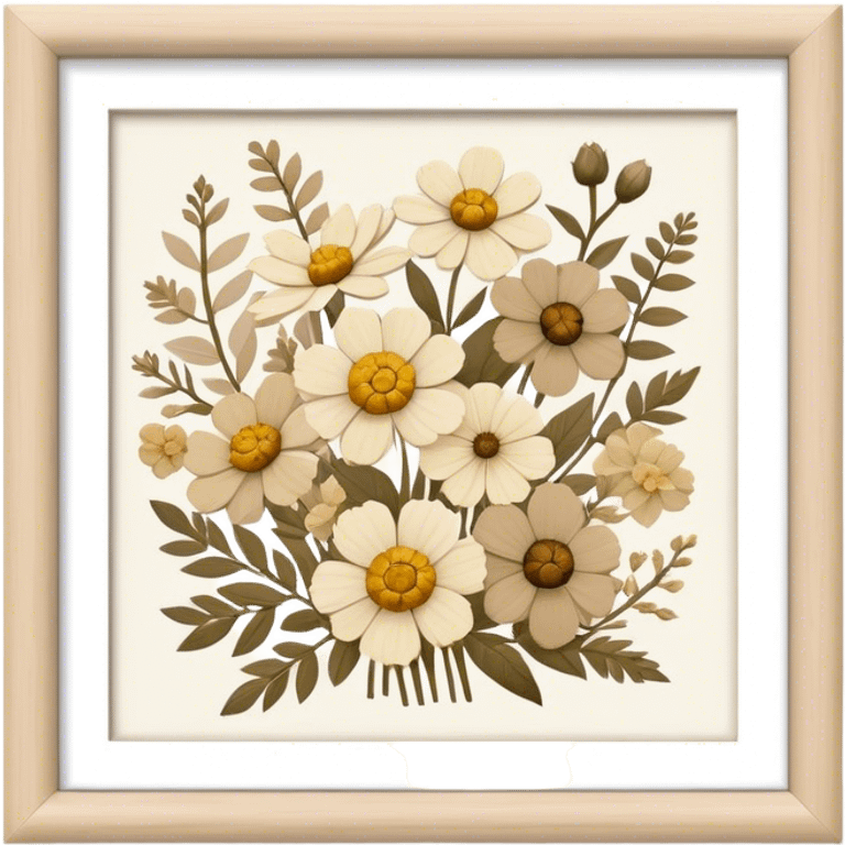 framed neutral pressed florals emoji