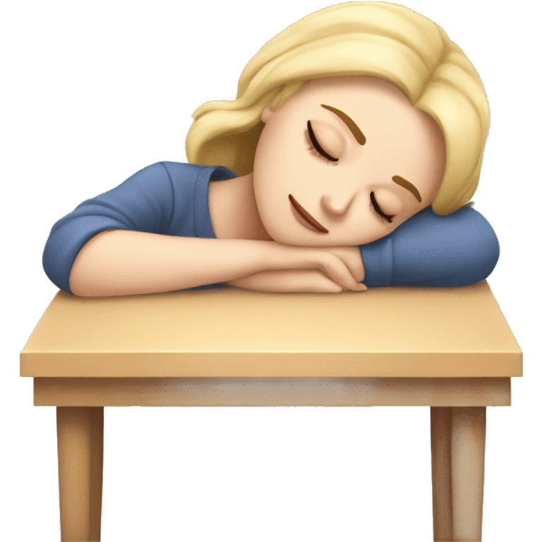 A sleepy white girl fell asleep at the table emoji